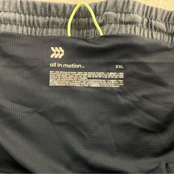 ALL IN MOTION 100% POLYESTER QUICK DRY LINED 9” MEN’S RUN SHORTS XXL BLUE GRAY - Picture 3 of 15